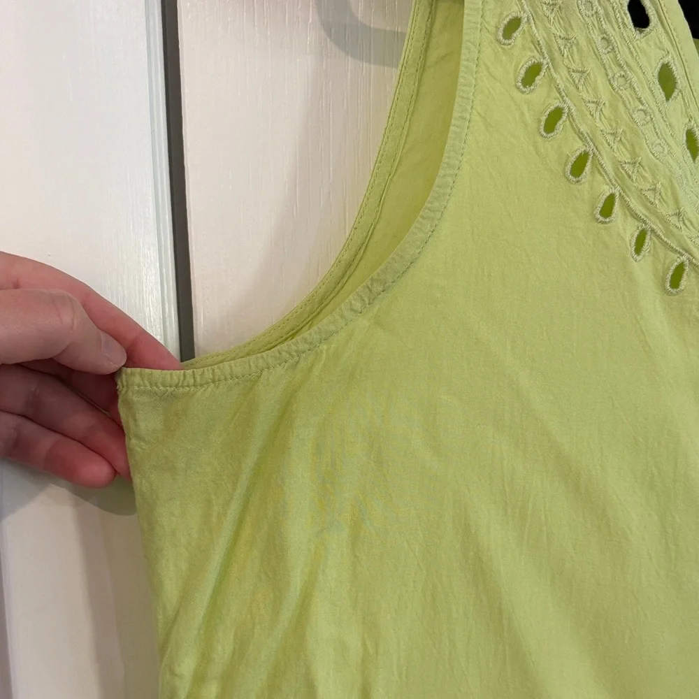 LOFT Lime Green Eyelet Tank Top - Picture 3 of 14